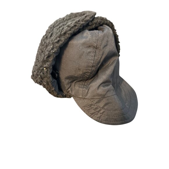 Vtg Columbia Black Sherpa Winter Trapper Hat Fleece Lining Hook Loop USA Sz S/M - Picture 2 of 5